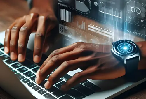 A professional is typing on a laptop to configure the Configuration Management Database (CMDB) to prevent misconfigurations in the security process and expedite the resolution of security issues.